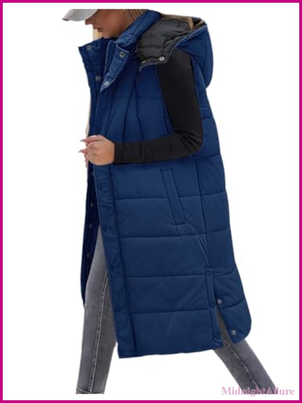 UMIPUBO Women's Long Puffer Vest Sleeveless Full-Zip Quilted Hooded Gilet